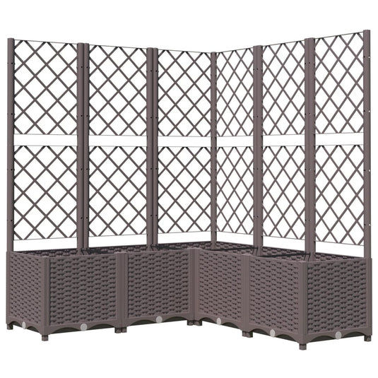 Vidaxl plantenbak met latwerk 120x120x136 cm polypropeen bruin