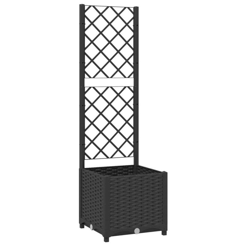Load image into Gallery viewer, Vidaxl plantenbak met trellis zwart 40x40x136 cm pp
