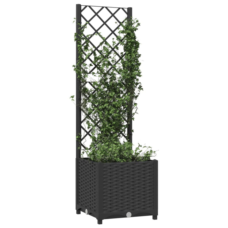 Load image into Gallery viewer, Vidaxl plantenbak met trellis zwart 40x40x136 cm pp
