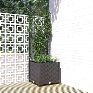 Vidaxl plantenbak met trellis zwart 40x40x136 cm pp