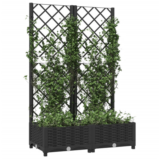 Vidaxl plantenbak met trellis zwart 80x40x121,5 cm pp