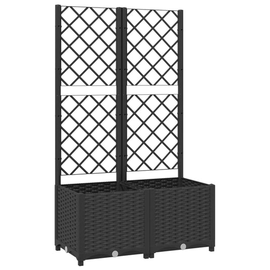 Vidaxl plantenbak met trellis zwart 80x40x136 cm pp