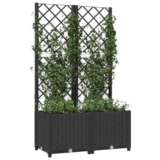 Vidaxl plantenbak met trellis zwart 80x40x136 cm pp