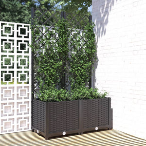 Vidaxl plantenbak met trellis zwart 80x40x136 cm pp
