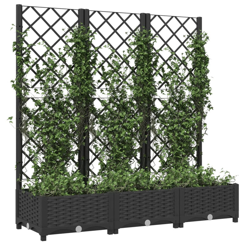 Load image into Gallery viewer, Vidaxl plantenbak met trellis zwart 120x40x121,5 cm pp
