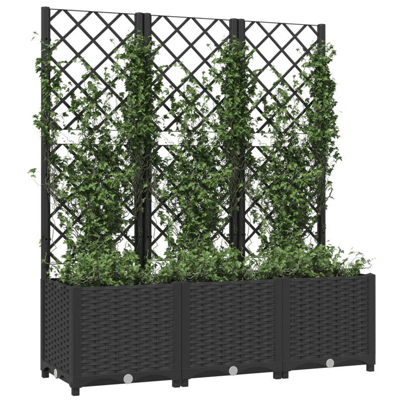 Load image into Gallery viewer, Vidaxl plantenbak met latwerk 120x40x136 cm polypropeen zwart
