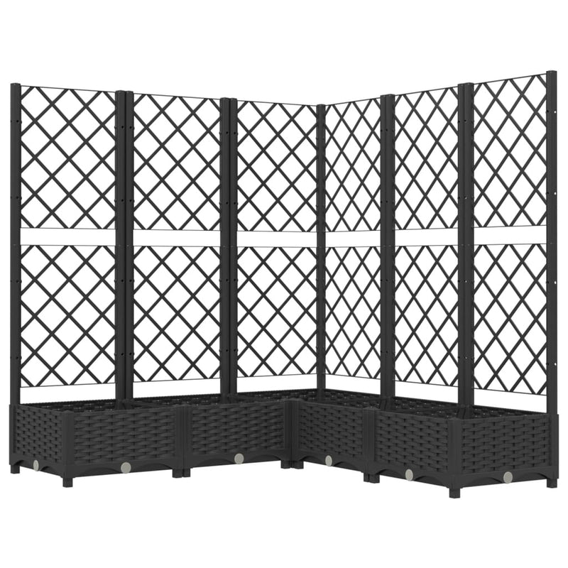 Load image into Gallery viewer, Vidaxl plantenbak met latwerk 120x120x121,5 cm polypropeen zwart
