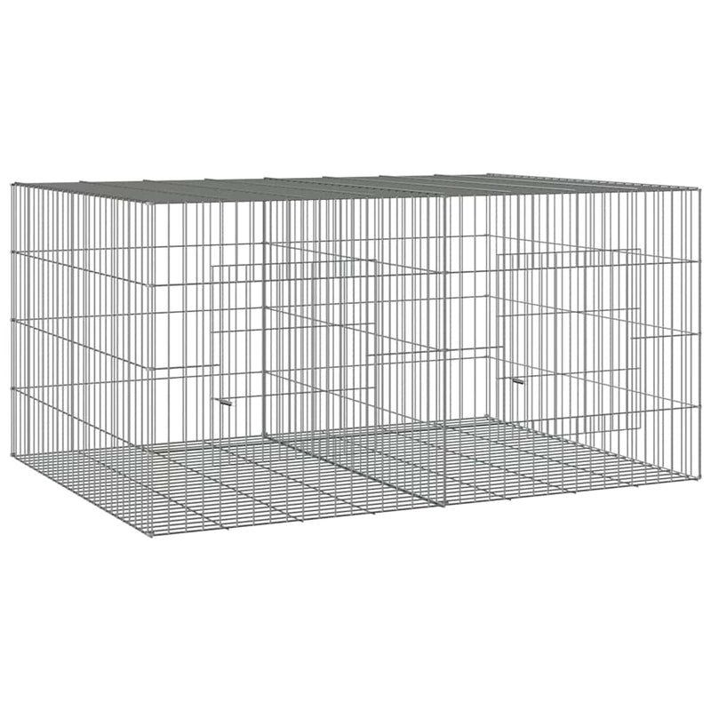 Afbeelding laden in galerijviewer, Vidaxl konijnenkooi met 2 panelen 110x79x54 cm gegalvaniseerd ijzer
