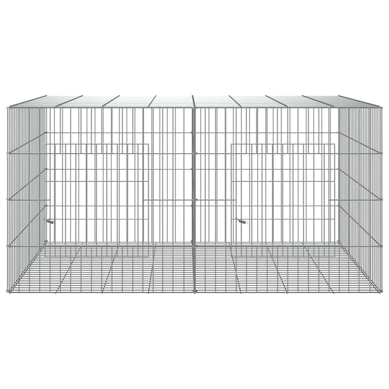 Afbeelding laden in galerijviewer, Vidaxl konijnenkooi met 2 panelen 110x79x54 cm gegalvaniseerd ijzer
