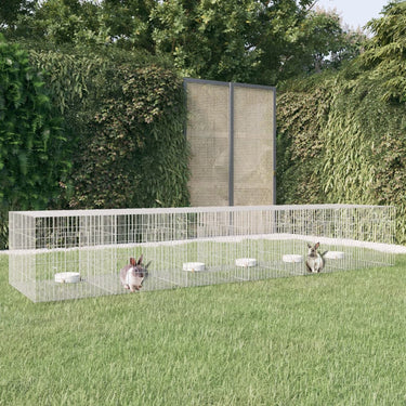 Vidaxl konijnenkooi met 6 panelen 327x79x54 cm gegalvaniseerd ijzer