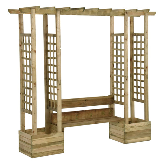 VidaXL Pergola met bank en plantenbakken geïmpregneerd grenenhout
