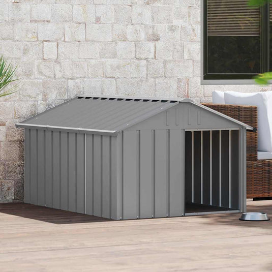 Vidaxl hondenhok 116,5x153x81,5 cm gegalvaniseerd staal grijs