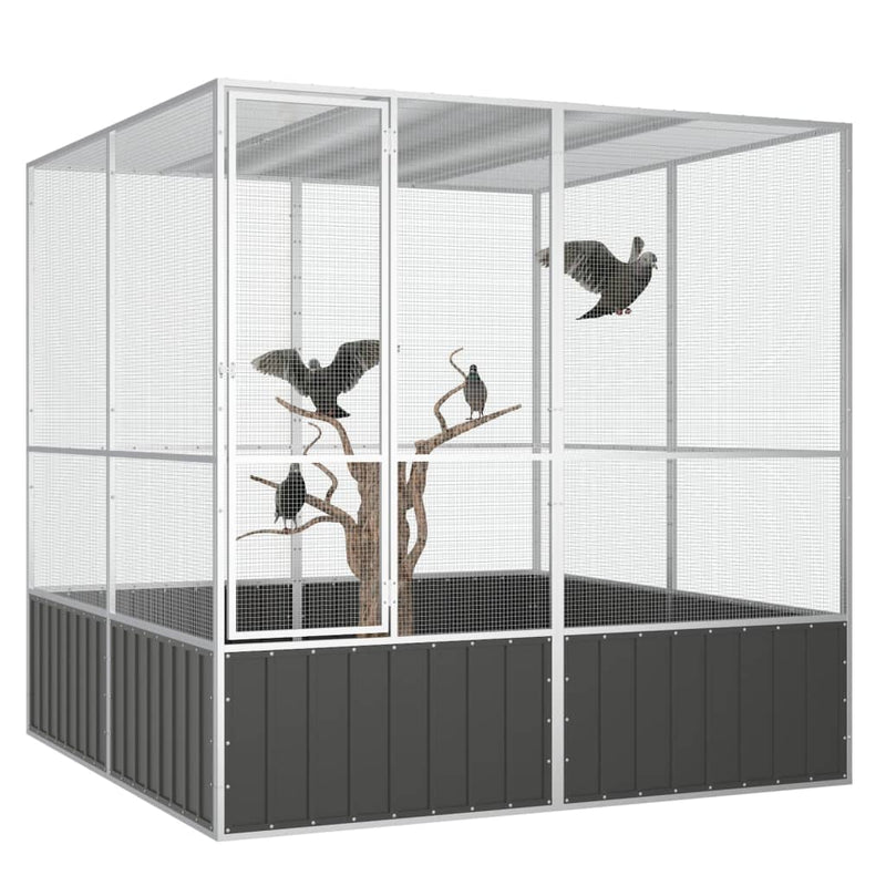 Load image into Gallery viewer, VidaXL Vogelkooi 213,5x217,5x211,5 cm gegalvaniseerd staal antraciet
