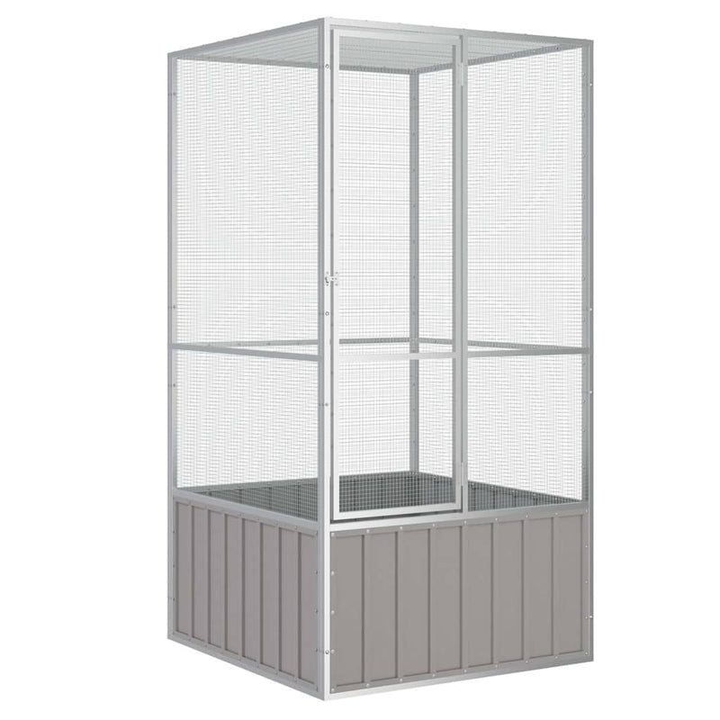 Load image into Gallery viewer, Vidaxl vogelkooi 111x107x211,5 cm gegalvaniseerd staal grijs
