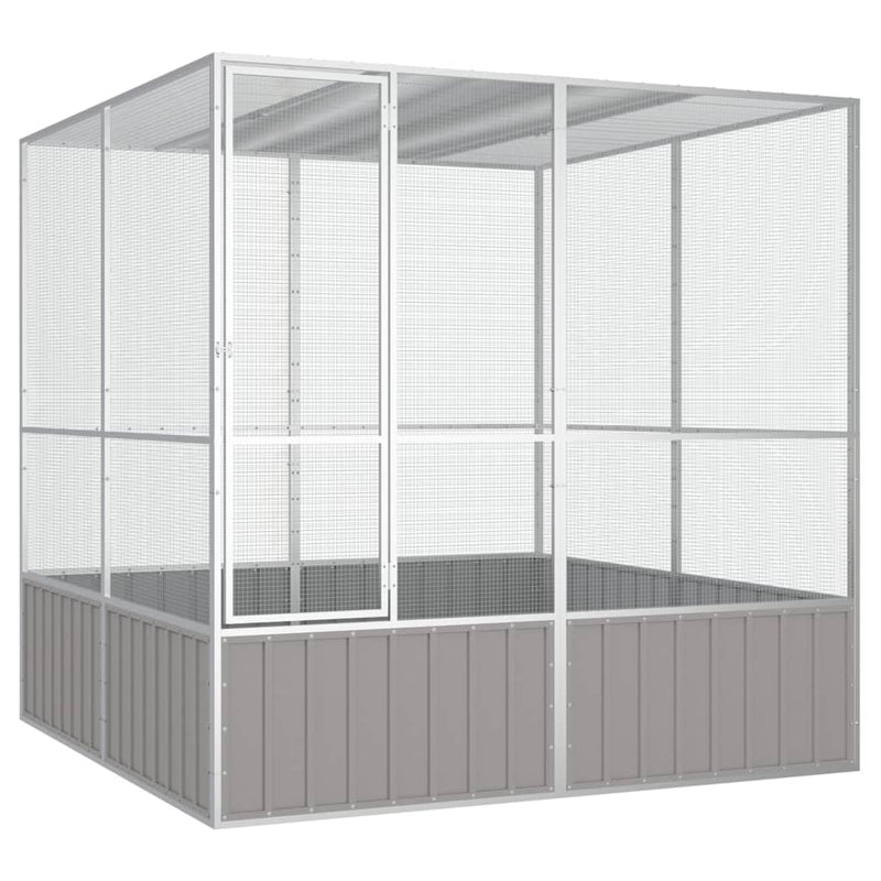 Load image into Gallery viewer, VidaXL Vogelkooi 213,5x217,5x211,5 cm gegalvaniseerd staal grijs
