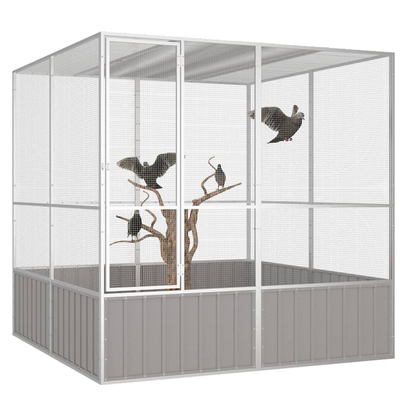 Load image into Gallery viewer, VidaXL Vogelkooi 213,5x217,5x211,5 cm gegalvaniseerd staal grijs
