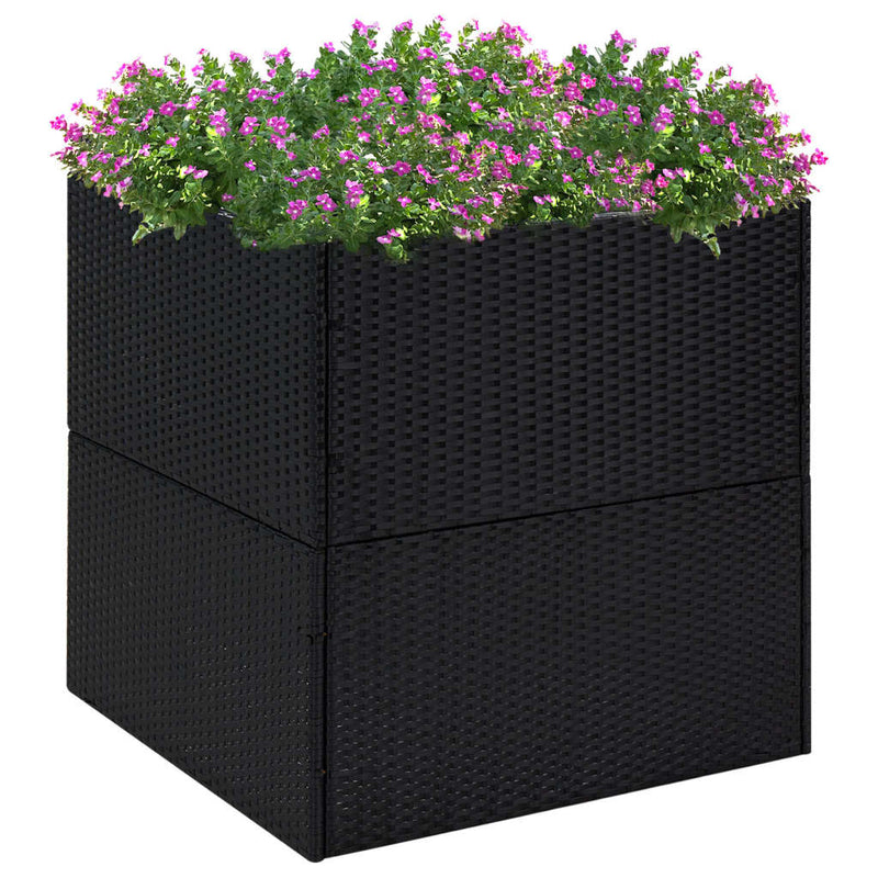 Load image into Gallery viewer, Vidaxl plantenbak 80x80x80 cm poly rattan zwart
