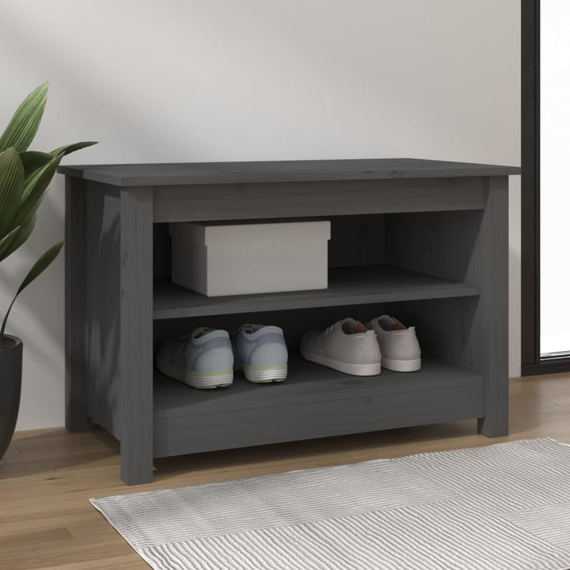 Load image into Gallery viewer, Vidaxl schoenenbank 70x38x45,5 cm massief grenenhout grijs
