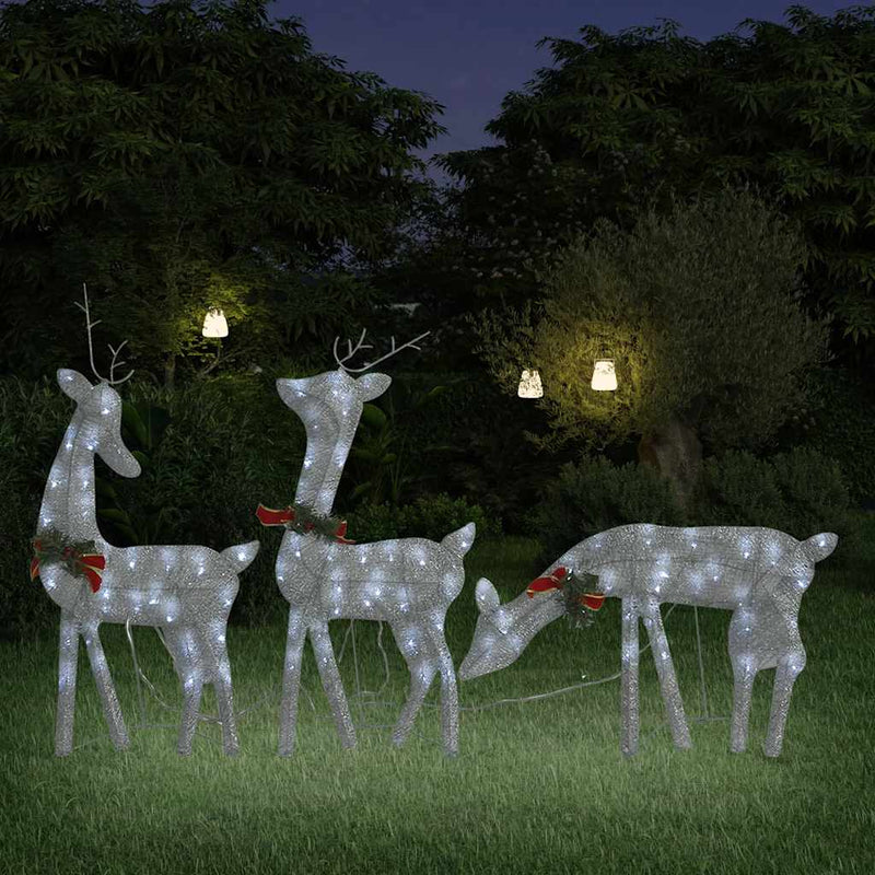 Load image into Gallery viewer, Vidaxl kerstversiering rendierfamilie 270x7x90 cm gaas wit zilverkleur
