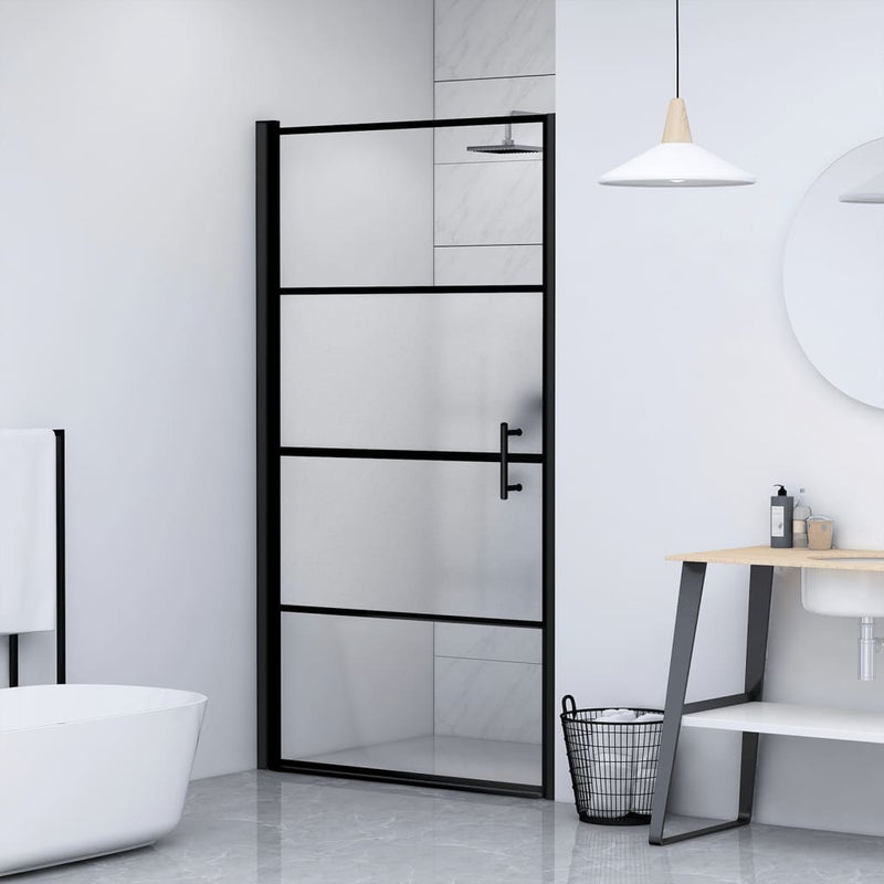 Load image into Gallery viewer, Vidaxl douchedeur halfmat 91x195 cm gehard glas zwart
