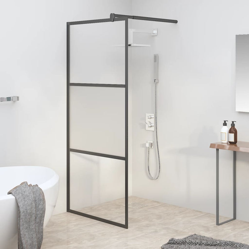 Load image into Gallery viewer, Vidaxl inloopdouchewand 80x195 cm halfmat esg-glas zwart
