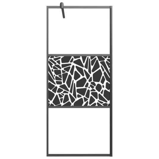 Vidaxl inloopdouchewand met stenenmotief 90x195 cm esg-glas zwart