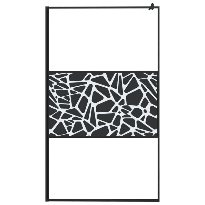 Load image into Gallery viewer, VidaXL Inloopdouchewand met stenenmotief 115x195 cm ESG-glas zwart
