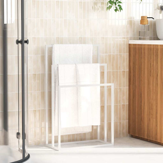 Vidaxl handdoekenrek vrijstaand 48x24x79 cm ijzer wit