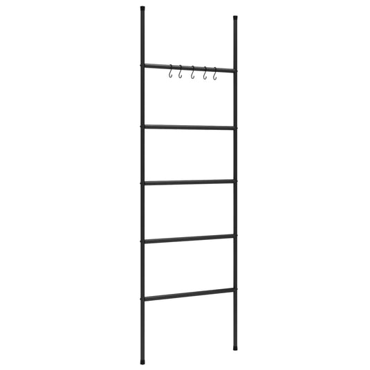 Vidaxl handdoekenrek met 5 niveaus, zwart 58x175 cm, ijzer