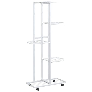 Vidaxl bloemenstandaard met wielen 5-laags 44x23x100 cm ijzer wit