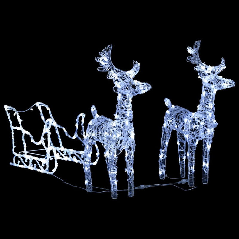 Load image into Gallery viewer, VidaXL Kerstversiering rendieren en slee 240 LED's acryl
