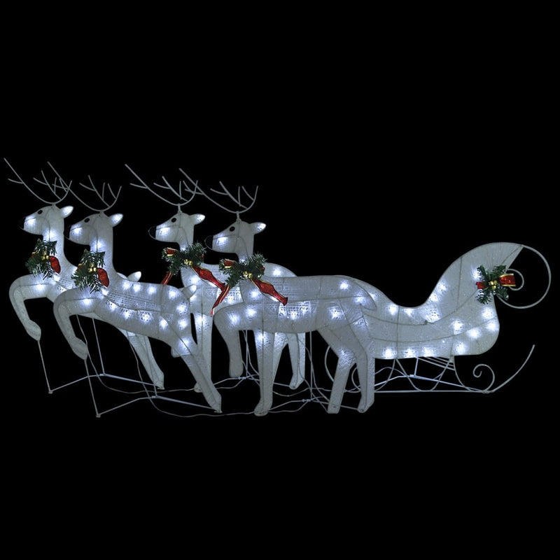 Load image into Gallery viewer, VidaXL Buitenkerstversiering rendieren en slee 100 LED's wit
