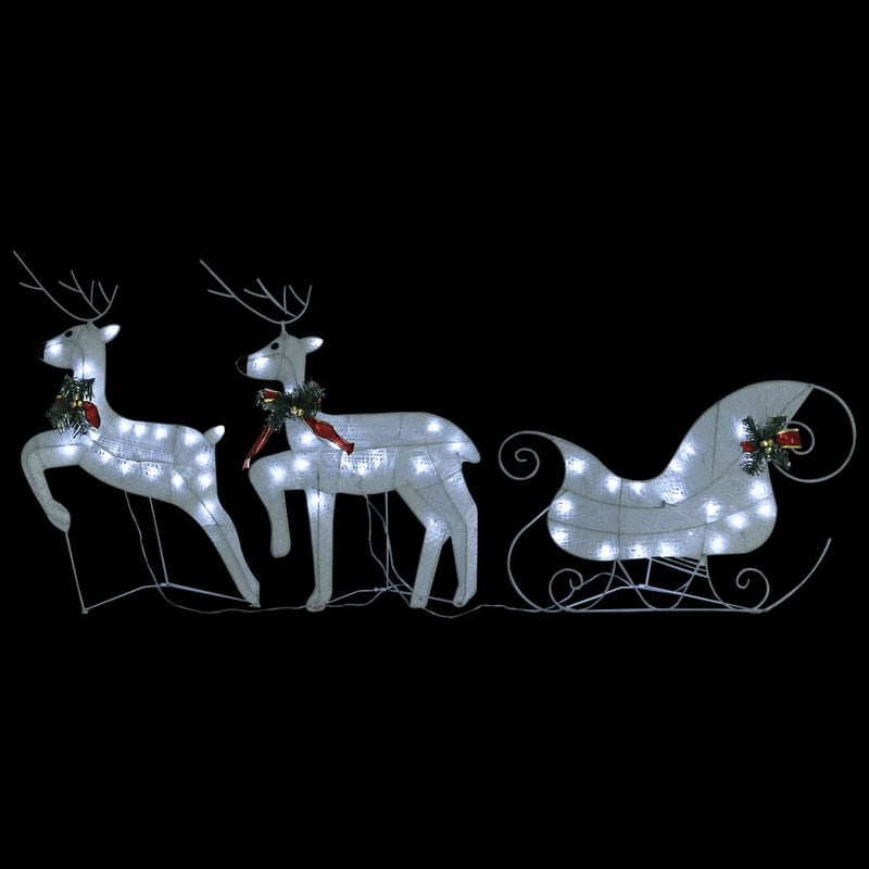 Load image into Gallery viewer, VidaXL Buitenkerstversiering rendieren en slee 100 LED's wit
