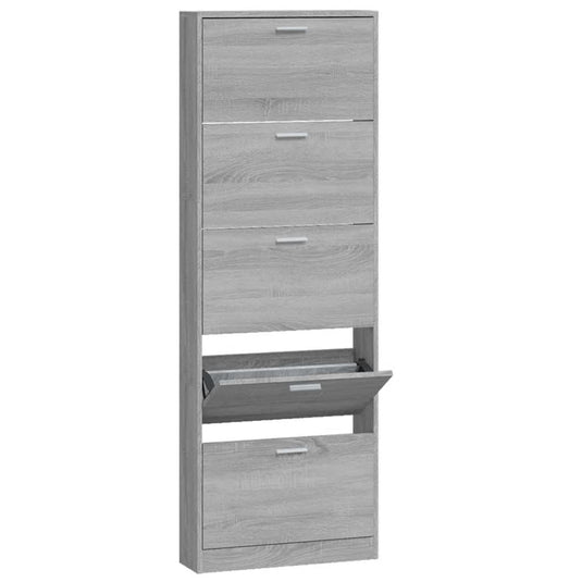 Vidaxl schoenenkast 59x17x169 cm bewerkt hout grijs sonoma eikenkleur