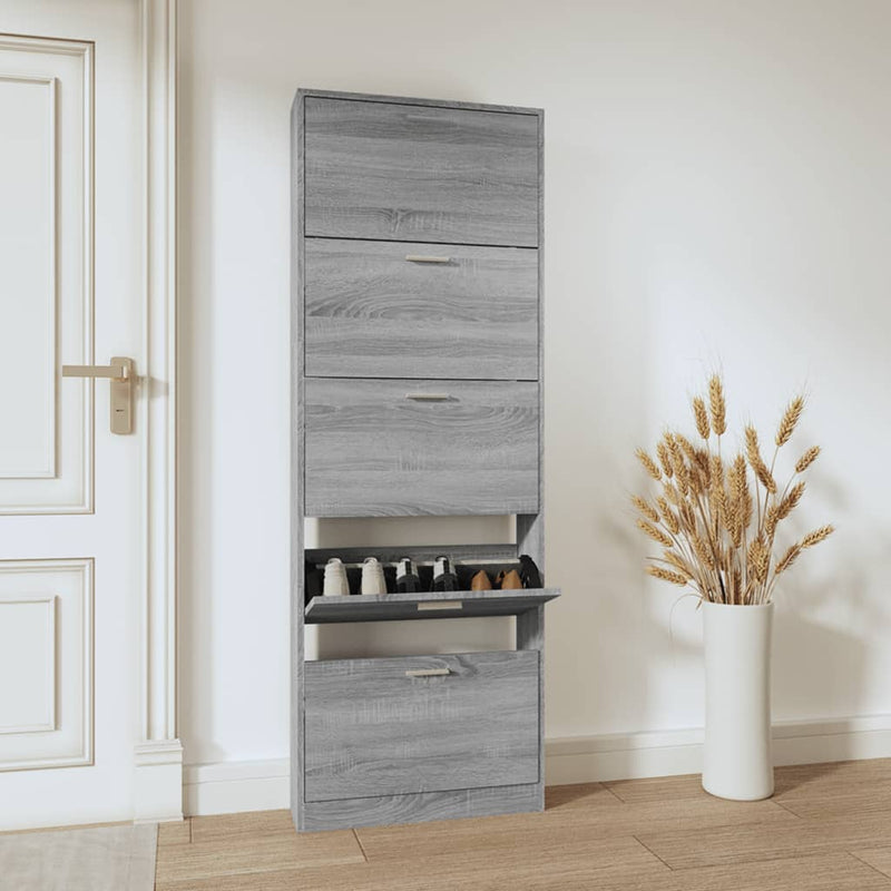 Load image into Gallery viewer, Vidaxl schoenenkast 59x17x169 cm bewerkt hout grijs sonoma eikenkleur
