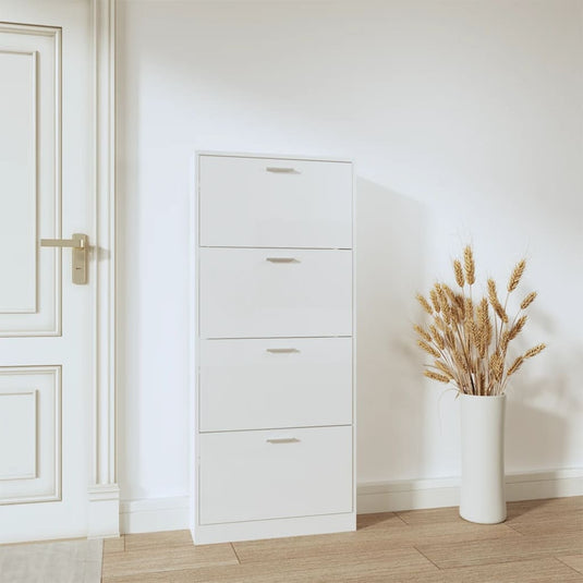 Vidaxl schoenenkast 59x17x150 cm bewerkt hout hoogglans wit
