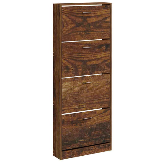 Vidaxl schoenenkast 59x17x150 cm bewerkt hout gerookt eikenkleurig