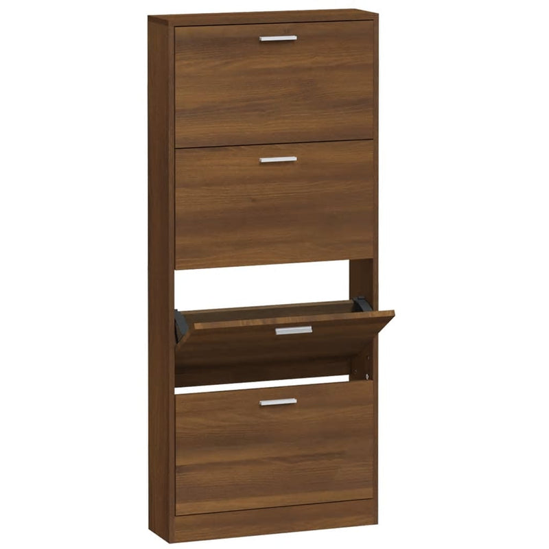 Load image into Gallery viewer, Vidaxl schoenenkast 59x17x150 cm bewerkt hout bruin eikenkleur
