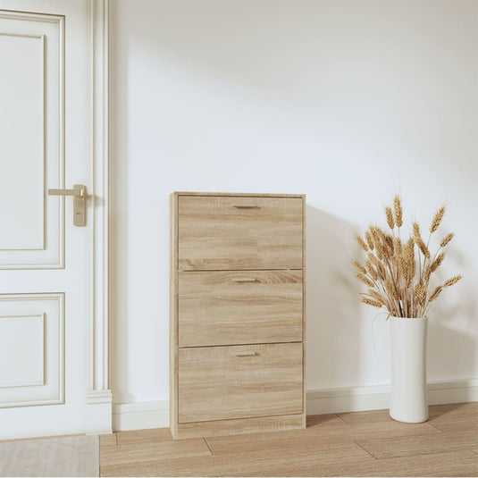 Vidaxl schoenenkast 59x17x108 cm bewerkt hout eikenkleurig