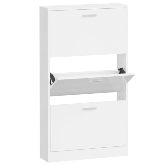 Vidaxl schoenenkast 59x17x108 cm bewerkt hout hoogglans wit