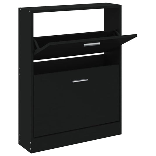 Vidaxl schoenenkast 59x17x81 cm bewerkt hout zwart