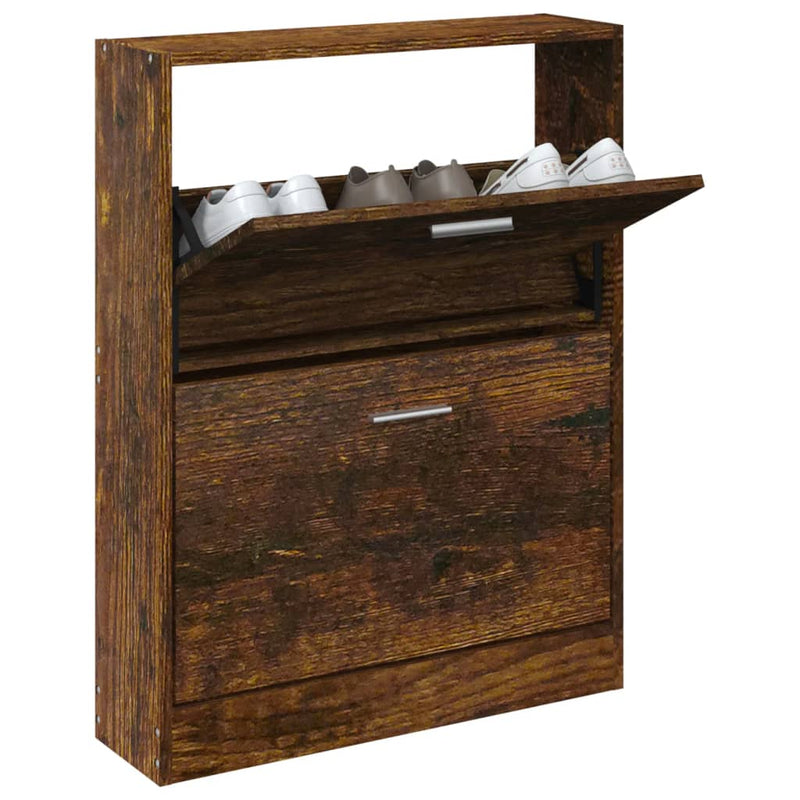 Load image into Gallery viewer, Vidaxl schoenenkast 59x17x81 cm bewerkt hout gerookt eikenkleurig
