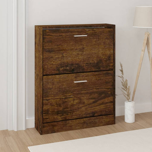Vidaxl schoenenkast 59x17x81 cm bewerkt hout gerookt eikenkleurig