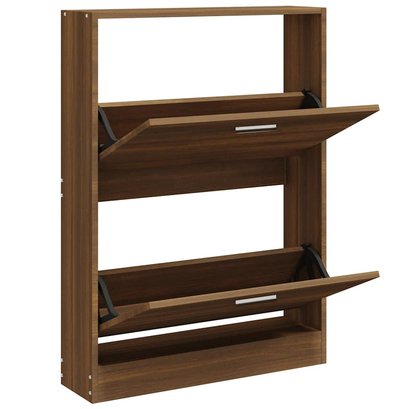 Load image into Gallery viewer, Vidaxl schoenenkast 59x17x81 cm bewerkt hout bruin eikenkleur

