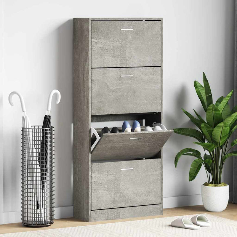 Load image into Gallery viewer, Vidaxl schoenenkast 63x24x147 cm bewerkt hout betongrijs

