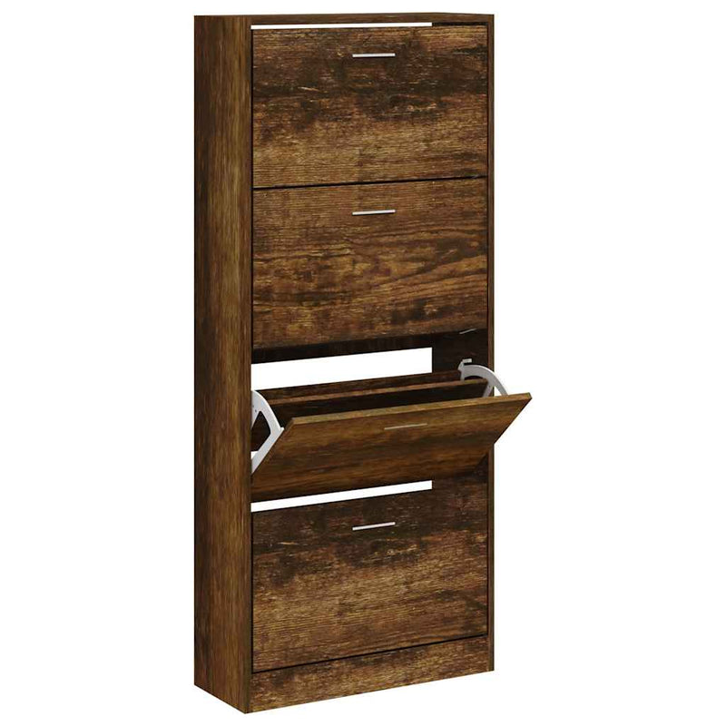 Load image into Gallery viewer, Vidaxl schoenenkast 63x24x147 cm bewerkt hout gerookt eikenkleurig
