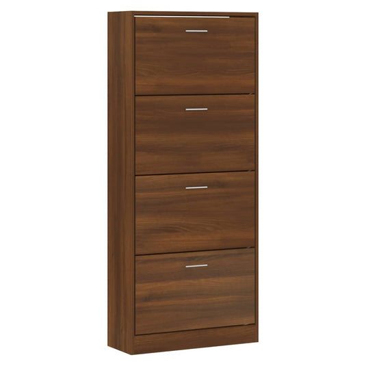 Vidaxl schoenenkast 63x24x147 cm bewerkt hout bruin eikenkleur