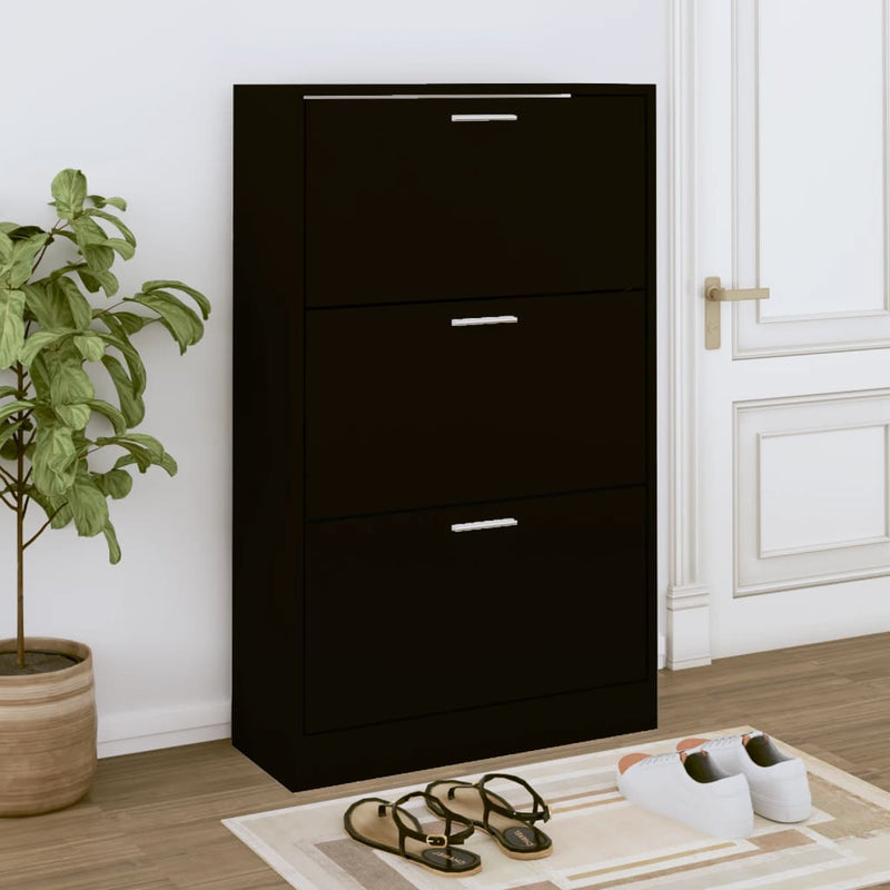 Load image into Gallery viewer, Vidaxl schoenenkast 63x24x103 cm bewerkt hout zwart

