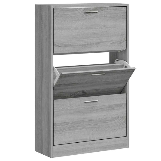 Vidaxl schoenenkast 63x24x103 cm bewerkt hout grijs sonoma