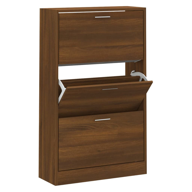 Load image into Gallery viewer, Vidaxl schoenenkast 63x24x103 cm bewerkt hout bruin eikenkleur
